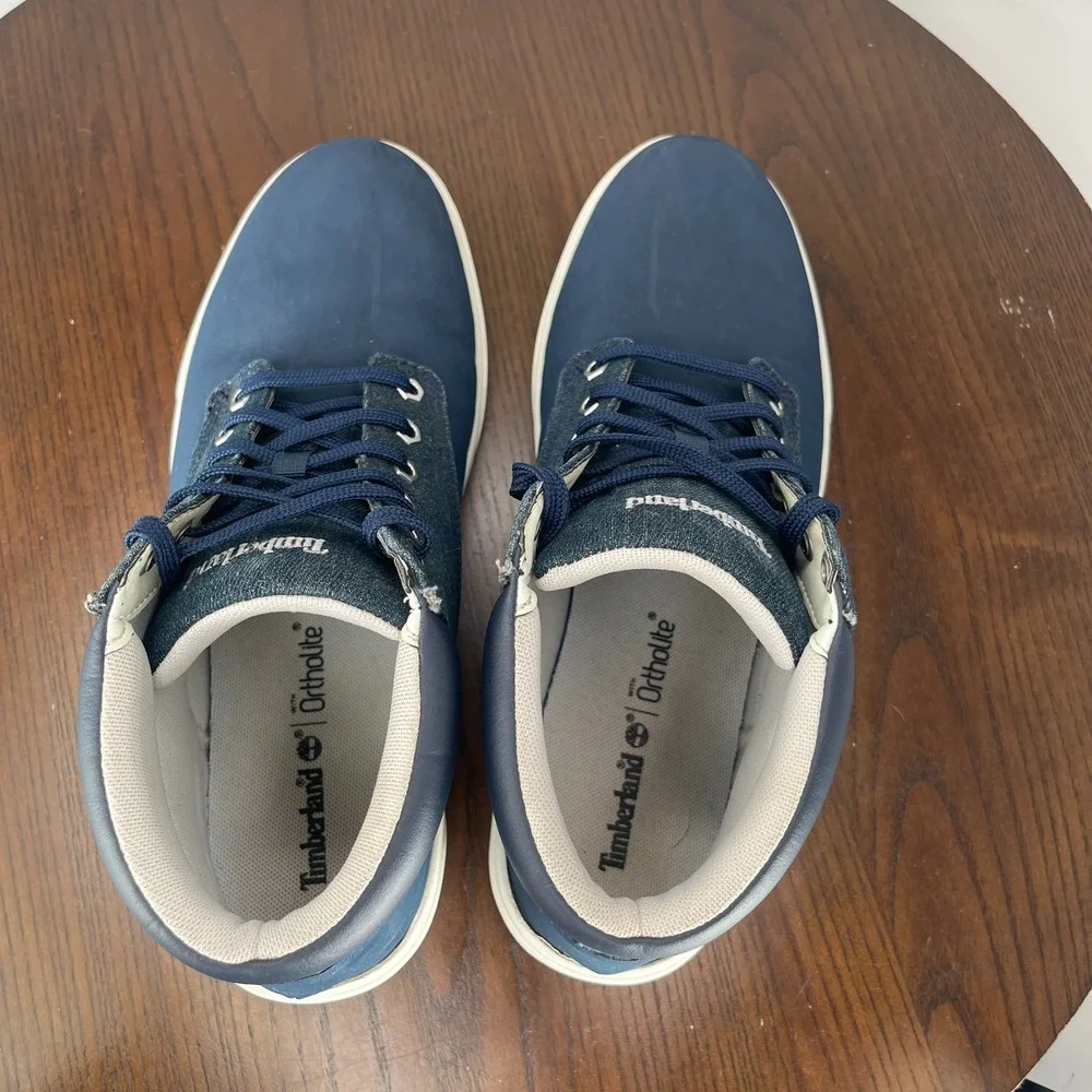 Timberland Groveton Chukka Boot Men 8.5 Navy Nubuck Leather Sneaker Combat A16DD